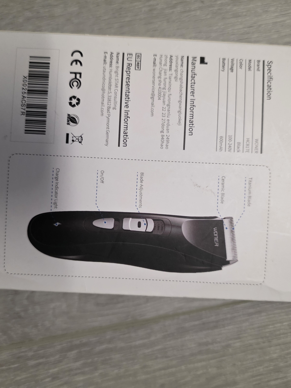 Black Cordless Hair Clipper
